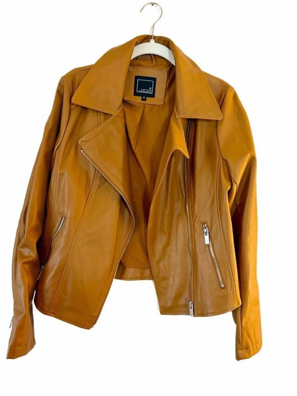 Lily & Lottie Caramel Faux Leather Moto Biker Jacket
